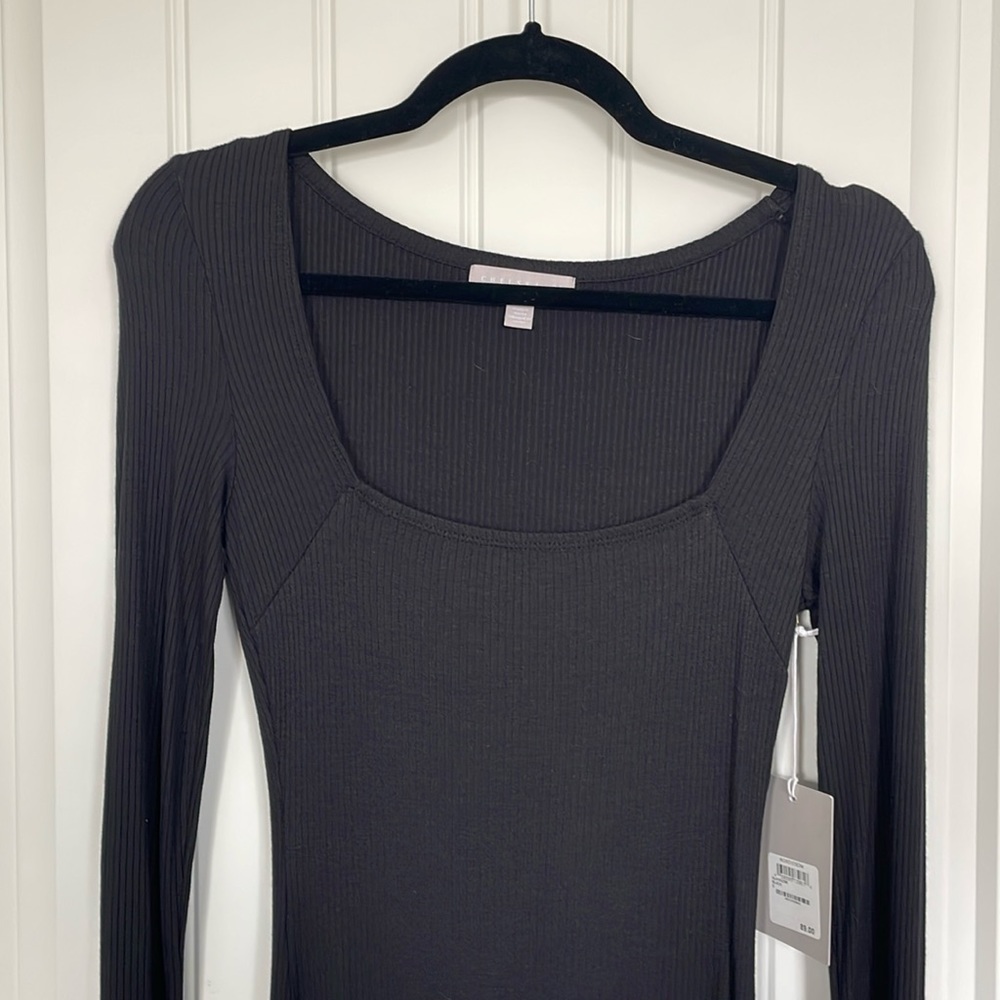 NWT Chelsea 28 Box Neck Ribbed Long Sleeve Dress